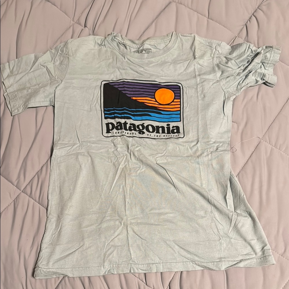 Patagonia Sunset Graphic Tee in Light Gray
